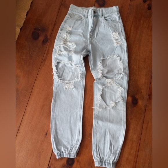 Vibram Denim - Vibrant m.i.u.Size S  Waist 36.Womens Blue High-Waisted Distressed Stretch